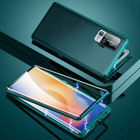 Handyhülle Hülle Luxus Aluminium Metall Tasche M04 für Vivo X50 Pro 5G Cyan