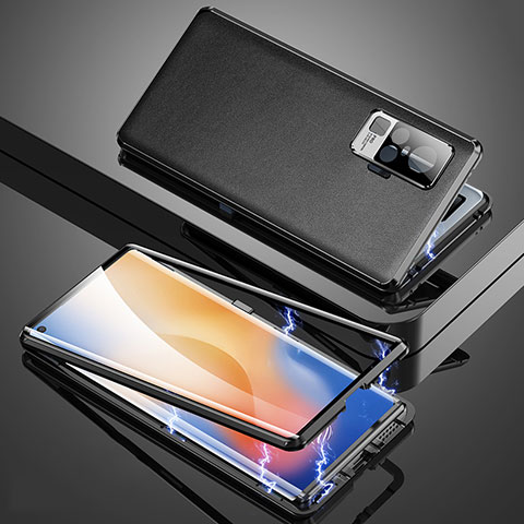 Handyhülle Hülle Luxus Aluminium Metall Tasche M04 für Vivo X51 5G Schwarz