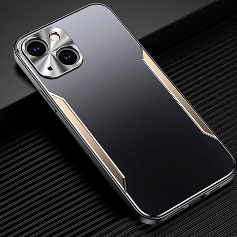 Handyhülle Hülle Luxus Aluminium Metall Tasche M05 für Apple iPhone 13 Mini Gold