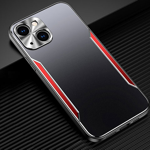 Handyhülle Hülle Luxus Aluminium Metall Tasche M05 für Apple iPhone 14 Rot