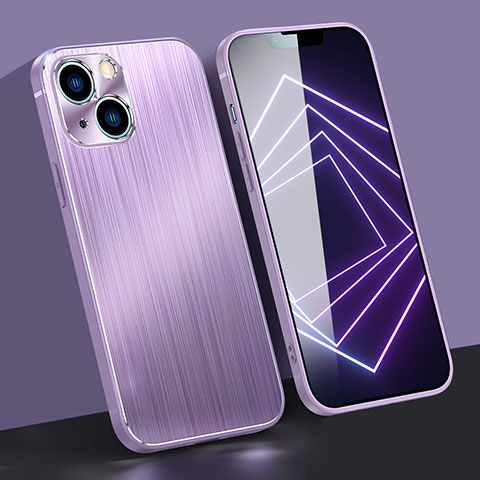 Handyhülle Hülle Luxus Aluminium Metall Tasche M09 für Apple iPhone 13 Violett
