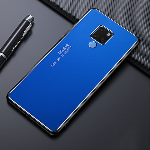 Handyhülle Hülle Luxus Aluminium Metall Tasche T01 für Huawei Mate 20 Blau