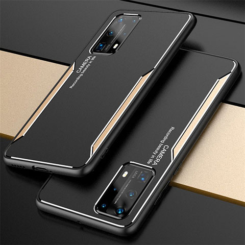 Handyhülle Hülle Luxus Aluminium Metall Tasche T01 für Huawei P40 Pro+ Plus Gold