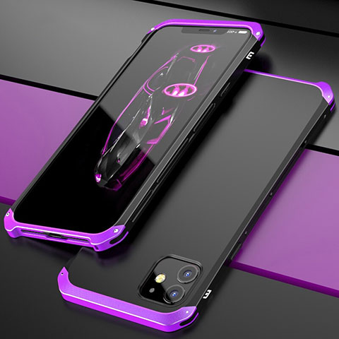 Handyhülle Hülle Luxus Aluminium Metall Tasche T02 für Apple iPhone 11 Violett
