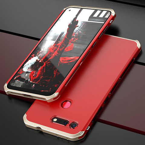 Handyhülle Hülle Luxus Aluminium Metall Tasche T03 für Huawei Honor View 20 Gold und Rot