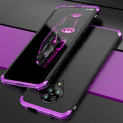 Handyhülle Hülle Luxus Aluminium Metall Tasche T03 für Xiaomi Poco F2 Pro Violett