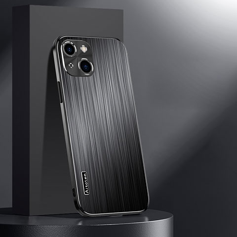 Handyhülle Hülle Luxus Aluminium Metall und Silikon Rahmen Tasche AT1 für Apple iPhone 13 Schwarz
