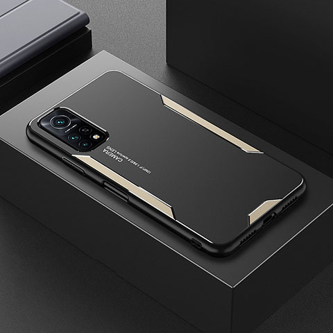 Handyhülle Hülle Luxus Aluminium Metall und Silikon Rahmen Tasche für Xiaomi Mi 10T Pro 5G Gold