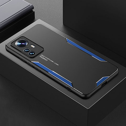 Handyhülle Hülle Luxus Aluminium Metall und Silikon Rahmen Tasche für Xiaomi Mi 12 5G Blau