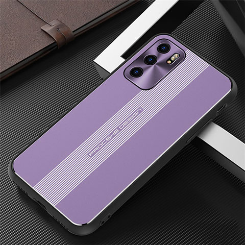 Handyhülle Hülle Luxus Aluminium Metall und Silikon Rahmen Tasche J02 für Oppo Reno6 5G Violett