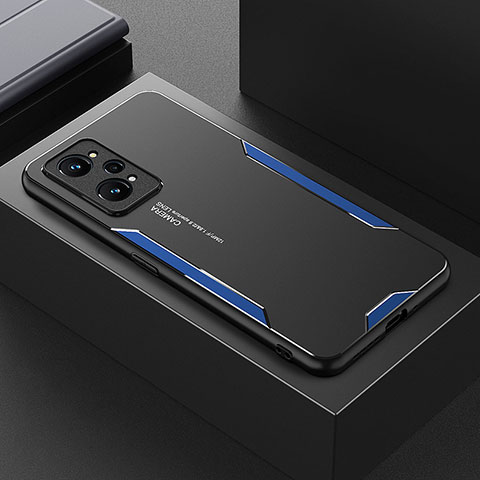 Handyhülle Hülle Luxus Aluminium Metall und Silikon Rahmen Tasche PB1 für Realme GT Neo 3T 5G Blau