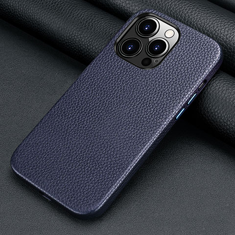 Handyhülle Hülle Luxus Leder Schutzhülle A13 für Apple iPhone 15 Pro Blau