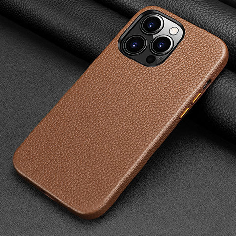 Handyhülle Hülle Luxus Leder Schutzhülle A13 für Apple iPhone 15 Pro Braun