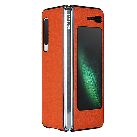Handyhülle Hülle Luxus Leder Schutzhülle für Samsung Galaxy Fold Orange