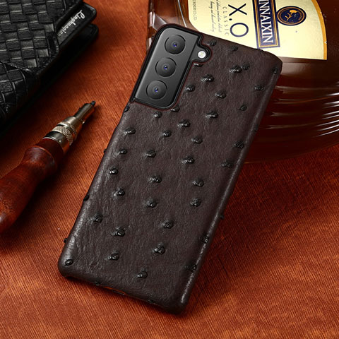 Handyhülle Hülle Luxus Leder Schutzhülle HP1 für Samsung Galaxy S22 5G Braun