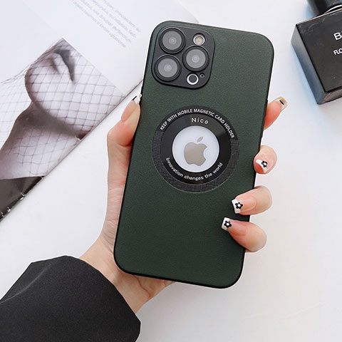 Handyhülle Hülle Luxus Leder Schutzhülle mit Mag-Safe Magnetic Magnetisch für Apple iPhone 15 Pro Grün