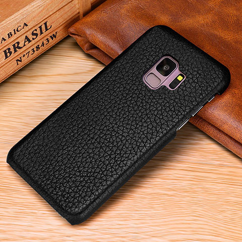 Handyhülle Hülle Luxus Leder Schutzhülle P01 für Samsung Galaxy S9 Plus Schwarz