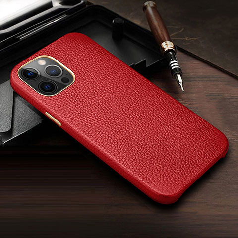 Handyhülle Hülle Luxus Leder Schutzhülle R04 für Apple iPhone 12 Pro Max Rot