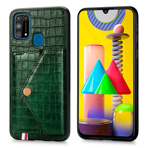 Handyhülle Hülle Luxus Leder Schutzhülle S01D für Samsung Galaxy M21s Grün