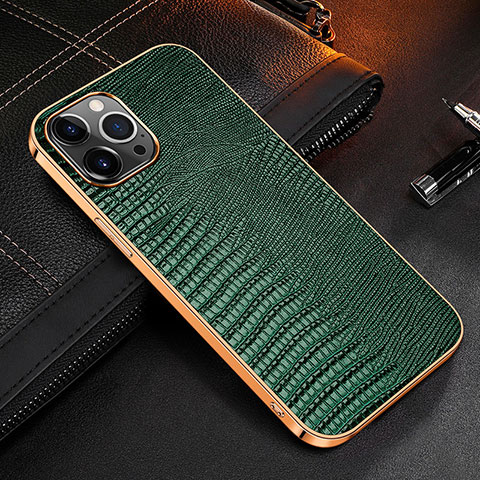 Handyhülle Hülle Luxus Leder Schutzhülle S04 für Apple iPhone 13 Pro Grün