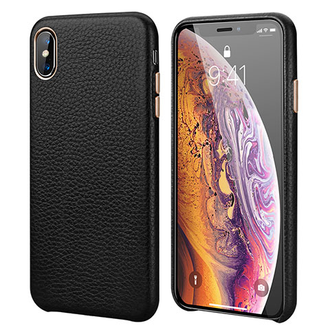 Handyhülle Hülle Luxus Leder Schutzhülle S14 für Apple iPhone Xs Max Schwarz