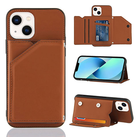 Handyhülle Hülle Luxus Leder Schutzhülle Y05B für Apple iPhone 14 Braun