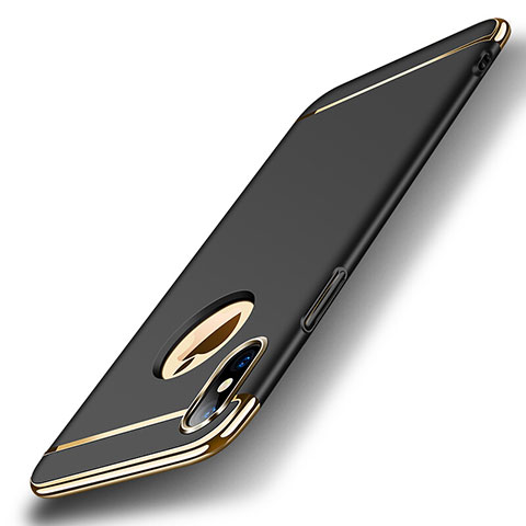 Handyhülle Hülle Luxus Metall Rahmen und Kunststoff für Apple iPhone Xs Max Schwarz