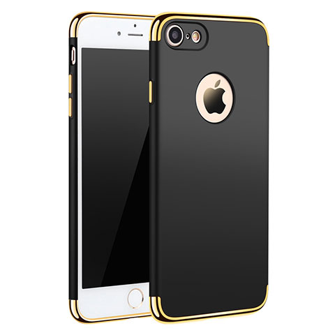 Handyhülle Hülle Luxus Metall Rahmen und Kunststoff M01 für Apple iPhone 7 Schwarz