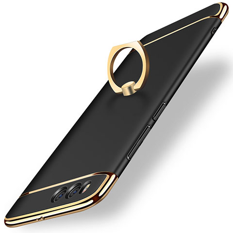 Handyhülle Hülle Luxus Metall Rahmen und Kunststoff mit Fingerring Ständer für Xiaomi Mi 6 Schwarz