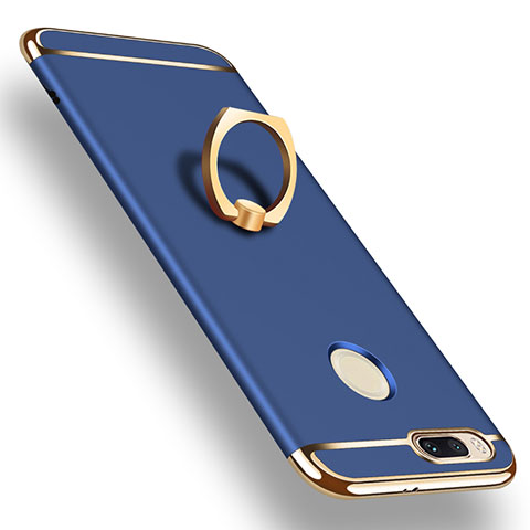 Handyhülle Hülle Luxus Metall Rahmen und Kunststoff Schutzhülle Tasche mit Fingerring Ständer A01 für Xiaomi Mi A1 Blau