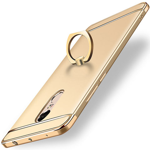 Handyhülle Hülle Luxus Metall Rahmen und Kunststoff Schutzhülle Tasche mit Fingerring Ständer A01 für Xiaomi Redmi Note 4X High Edition Gold
