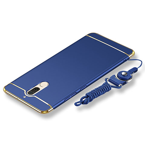 Handyhülle Hülle Luxus Metall Rahmen und Kunststoff Schutzhülle Tasche mit Lanyard für Huawei G10 Blau