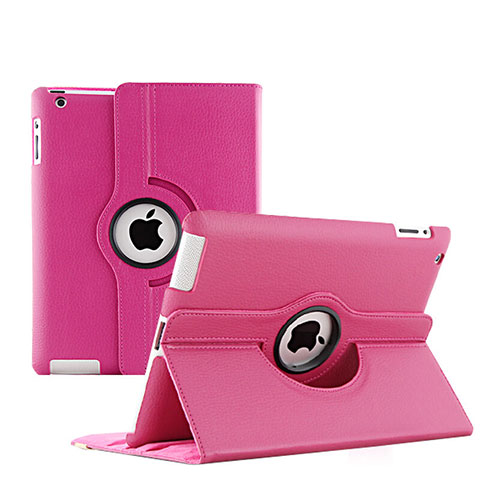 Handyhülle Hülle Rotierende Tasche Leder für Apple iPad 3 Pink