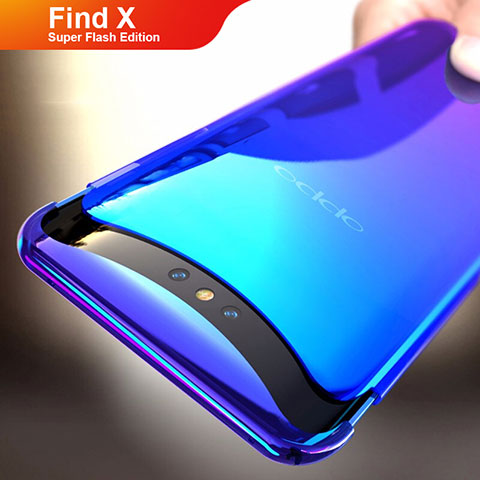 Handyhülle Hülle Schutzhülle Durchsichtig Transparent Farbverlauf für Oppo Find X Super Flash Edition Blau