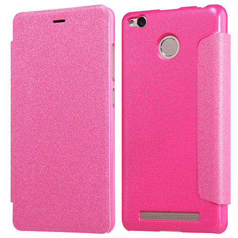 Handyhülle Hülle Stand Tasche Leder für Xiaomi Redmi 3 Pro Pink