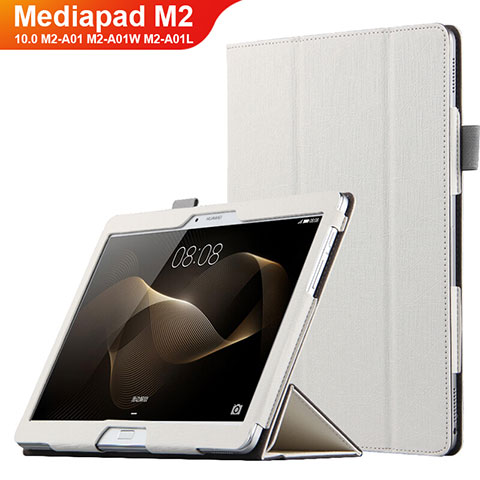 Handyhülle Hülle Stand Tasche Leder L01 für Huawei MediaPad M2 10.0 M2-A01 M2-A01W M2-A01L Weiß