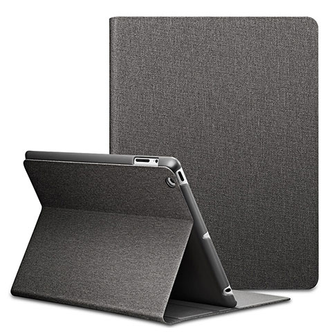 Handyhülle Hülle Stand Tasche Leder L02 für Apple iPad 4 Schwarz