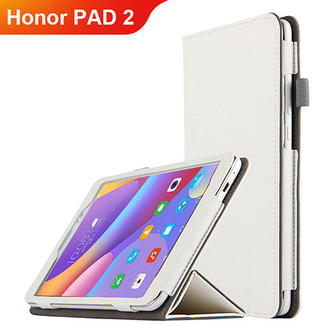 Handyhülle Hülle Stand Tasche Leder L04 für Huawei Honor Pad 2 Weiß