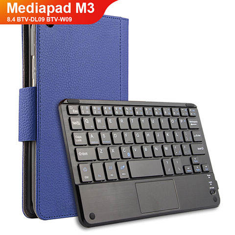 Handyhülle Hülle Stand Tasche Leder mit Tastatur für Huawei Mediapad M3 8.4 BTV-DL09 BTV-W09 Blau