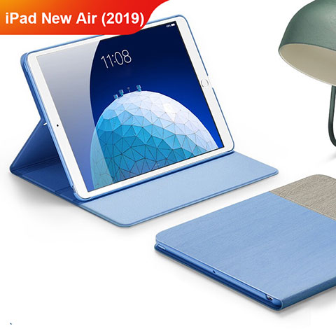 Handyhülle Hülle Stand Tasche Stoff für Apple iPad New Air (2019) 10.5 Hellblau