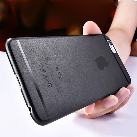 Handyhülle Hülle Ultra Dünn Schutzhülle Durchsichtig Transparent Matt T06 für Apple iPhone 6 Schwarz