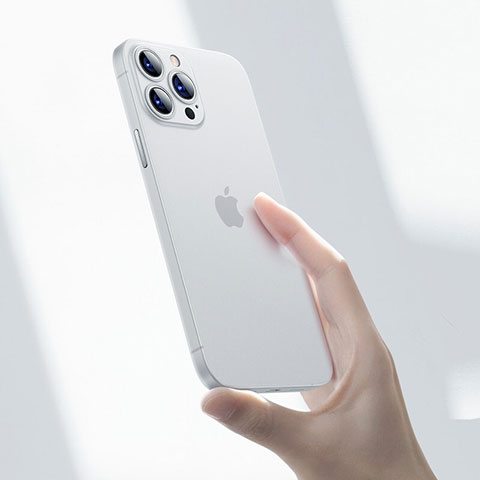 Handyhülle Hülle Ultra Dünn Schutzhülle Hartschalen Tasche Durchsichtig Transparent Matt U06 für Apple iPhone 14 Pro Max Weiß