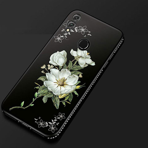 Handyhülle Silikon Hülle Gummi Schutzhülle Blumen für Huawei Honor 8X Schwarz
