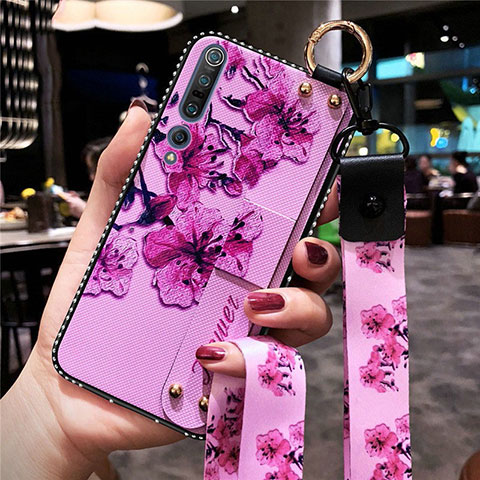 Handyhülle Silikon Hülle Gummi Schutzhülle Blumen für Xiaomi Mi 10 Pro Violett