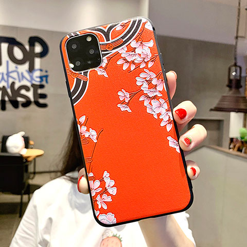 Handyhülle Silikon Hülle Gummi Schutzhülle Blumen H05 für Apple iPhone 11 Pro Max Orange
