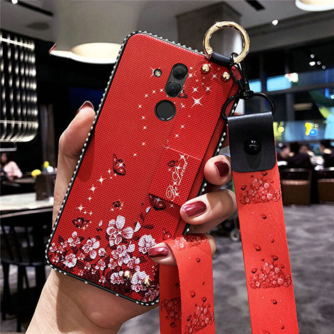 Handyhülle Silikon Hülle Gummi Schutzhülle Blumen H08 für Huawei Mate 20 Lite Rot