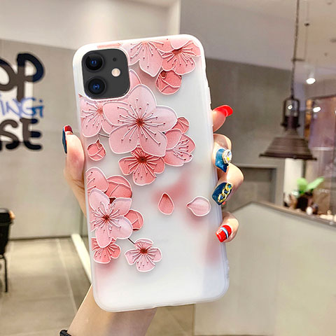 Handyhülle Silikon Hülle Gummi Schutzhülle Blumen H19 für Apple iPhone 11 Rosa