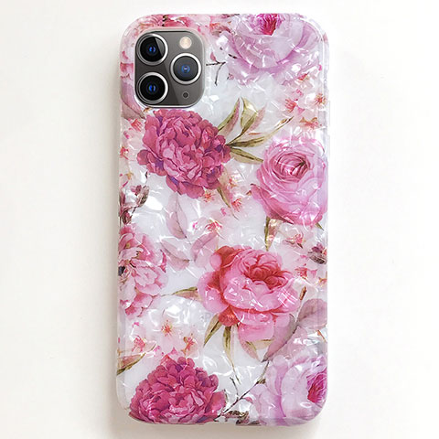 Handyhülle Silikon Hülle Gummi Schutzhülle Blumen S01 für Apple iPhone 11 Pro Max Rosa