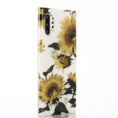 Handyhülle Silikon Hülle Gummi Schutzhülle Blumen S03 für Samsung Galaxy Note 10 Plus 5G Gelb