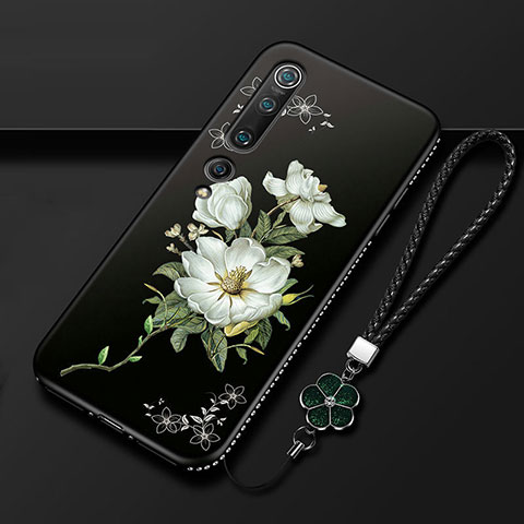 Handyhülle Silikon Hülle Gummi Schutzhülle Blumen S04 für Xiaomi Mi 10 Weiß